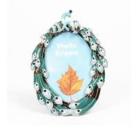Decorative Picture Frame, Display 3.5 x 5 inch Pictures with HD Glass Front, Oval Metal Vintage Floral Photo Frame for Tabletop, Home Décor