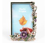 Decorative Picture Frame, Display 4 x 6 inch Pictures with HD Glass Front, Rectangle Metal Vintage Floral Photo Frame for Tabletop, Home Décor
