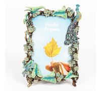 Decorative Picture Frame, Display 4 x 6 inch Pictures with HD Glass Front, Rectangle Metal Vintage Floral Photo Frame for Tabletop, Home Décor