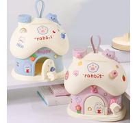 Decorative Piggy Bank in House Shape Made from PP Material with Key Lock Security (blue-B)