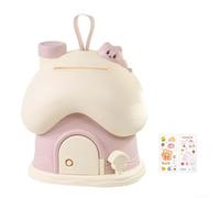 Decorative Piggy Bank in House Shape Made from PP Material with Key Lock Security (pink-A)