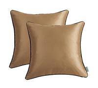 Decorative Pillow Covers Throw Pillow Cases Silky Soft Fabric with Black and White Piping for Couch Bedroom Living Room Square Cushion Cases 18 x 18 inch, 45 x 45 cm, Pack of 2, Bronze