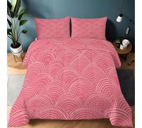 Decorative pink Printed Comforter - Japanese Style Wave Patterns Minimalist Patterned All-Season Down Alternative Duvet Insert - Luxury Soft Quilted Bedding Reversible Design - Super King 220×240 cm