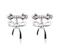 Decorative Pins for Clothes Beanie Y2k Silver Bowknot Brooches and Pins for Shirts Sweater Shawl Clips for Scarves Hat Beanie Bag Accessories Cute Metal Dangling Bow Pins Stylish Edgy Punk Stuff 2 PCS