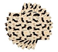 Decorative Placemat 100% Cotton Linen Luxury Dachshund Table Place Mats Washable Kitchen Dining Restaurant Funny cartoon animals Set of 4 (18x12in) - brown (45cm X 30cm)