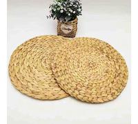 Decorative Placemats, 10-38cm Round/Elliptic Woven Placemats Weave Place Mats, Natural Water Hyacinth mats, Braided Straw Table for Dining(Natural 10cm)