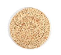 Decorative Placemats, 11-38cm Round Woven Placemats, Natural Water Hyacinth Place mats, Braided Straw Table Mats for Dining(18cm Natural)