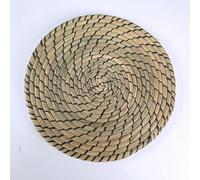 Decorative Placemats, 18-33cm Woven Placemats, Round Rattan, Wicker Water Hyacinth, Braided Set Anti-Slip for Dinner Plate(Black,33cm)