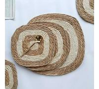 Decorative Placemats, 20-35cm Boho Rattan Placemats Natural Hand-Woven Water Hyacinth, Rustic Braided Wicker Table Mats for Dining(25cm)
