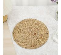 Decorative Placemats, 25-30cm Round/Heart Shapes/Square Woven Placemats, Natural Water Hyacinth/Corn Husk Place mats, Braided Straw Table Mats for Dining(Natural 30cm)