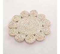 Decorative Placemats, 30-40 * 30cm Round/Elliptic/Flower Shaped Woven Placemats,Natural Water Hyacinth/Corn Husk Place mats, Braided Straw Table Mats for Dining(Natural9,40 * 30CM)