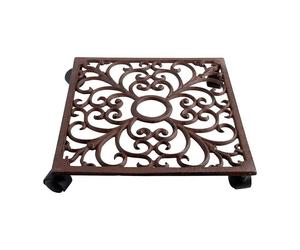 Decorative Planter Trolley Cast Iron Pot Wheels Heavy Duty Garden Accessory