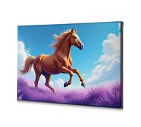 Decorative Plates A Majestic Horse Gallops Freely In A Lavender Field Under A Bright Blue Sky. Canvas Decorative Picture Living Room Decor Easter Decor(40x60cm)