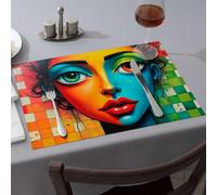 Decorative Plates Colorful Abstract Portrait: A Bold Artwork Dining Place Mats Comedor Premium Kitchen & Dining(1PCS)