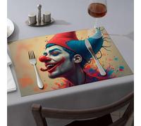 Decorative Plates Colorful Clown Art: A Vivid Portrait Dining Place Mats Comedor Premium Kitchen & Dining(1PCS)