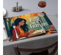 Decorative Plates Reading Will Take You Everywhere Dining Place Mats Spring Placemats Comedor(6PCS)