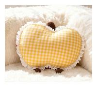 Decorative Plush Throw Pillow, Apple-Shaped Plaid Sofa Cushion with Lace Trims, Soft Stuffed Cuddly Hugging Plushie Gifts for Kids Adults, Ideal for Couch, Floor, Car, Office & Room Decor (Style 5)