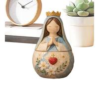 Decorative Prayer Keepsake Box Virgin Mary Jesus Desk Decor | Resin Souvenir Organizer for Women Collectors Homeowners Home Office Bookshelf Dorm Apartment Bedside Living Room Study
