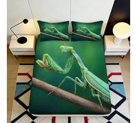 Decorative Praying Mantis Fitted Sheet 3D Printed, Microfiber Soft Touch, Bed Cover for Bedroom, Guest Room, Apartment Bedding, Wrinkle Resistant, Easy Care, 118x200cm 90x200x25cm