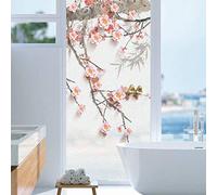 Decorative Privacy Window Films Elegance Cherry Blossom Sakura Tree Branches Ink Painting Window Films Frosted Glass Sticker for Home 23"x35.4"(59x90cm)