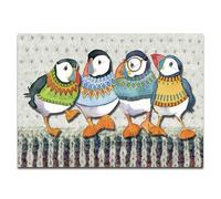 Decorative Puffin Magnet and Pillow, Emma Ball Woolly Puffins, Large Fridge and Living Room Decor, Putty Puffins