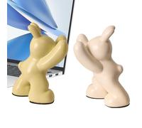 Decorative Rabbit Bookends - Sturdy Professional Book Stopper, Cute Long Eared Rabbit Figurine, High Density Cold Cast Stone + Anti-Scratch, Aesthetic Shab