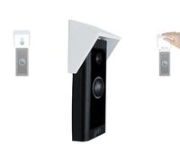 Decorative Rain and Sun Cover - Compatible with Ring Video Doorbell Hardwired (46 mm Width Only) - Weatherproof Anti-Glare Protective Housing - Flat (White)