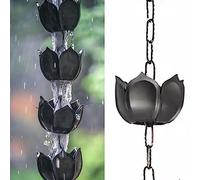 Decorative Rain Chains Waterfall, Black Rain Gutter Chains Downspout, Japanese Courtyard Rainwater Collector Waterfall, Decoration Eaves Lotus Rain Guide Chains for Temple Villa ( 300cm (10ft))