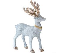 Decorative Reindeer Ornament with Glitter and Velvet Flocking, Elegant Table and For Window Display for Seasonal Home Decoration (E)