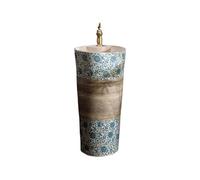 Decorative Retro Pedestal Sink with Faucet and Drain Kit Ceramic Integrated Garden Wash Basin Vintage