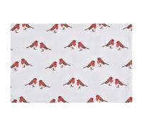Decorative Reversible Robin Print Cotton Table Placemats - Set of 4(49cm x 32cm) Smart Living Red One Size