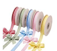 Decorative Ribbon - 1x1000cm Gingham Fabric Spools Polyester Wraps | Embellishments for Floral Arrangements, Streamers for Sewing Crayon, Hair Bows, Ornaments