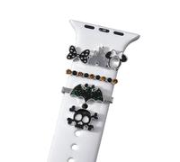 Decorative Ring Loops Watch Band Charms Compatible with Silicone Apple Watch Band 38 40 41 42 44 45 46 49mm,Cute Hallowmas Skull Diamond Wristband Accessories for iWatch Series Ultra 10 9 8 7 6 5 4 3