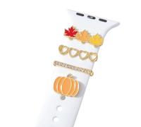 Decorative Ring Loops Watch Band Charms Compatible with Silicone Apple Watch Band 38 40 41 42 44 45 46 49mm,Cute Hallowmas Pumpkin Diamond Wristband Accessories for iWatch Series Ultra 11 10 9 8 7 6 5