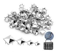 Decorative Rivets Set, 400 Pieces Silver, 4 Sizes, Pyramid Rivets for DIY Projects, Craft Material, Suitable for Leather, Fashion Accessories, Bags, Jackets, Shoes