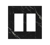 Decorative Rocker Light Switch Cover Plate, 2 Gang Wall Plates Mid-Size 4.9" x 5.0", Black Marble Outlet Covers Wall Plate, Polycarbonate Thermoplastic