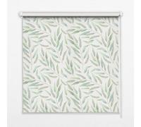 Decorative Roller Blind 140x140 cm | Green Leaves | Light Filtering | Printed Window Shade | Chain Control | Bedroom Kitchen Living Room | Easy Install | Semi Blackout Privacy