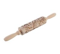 Decorative Rolling Pin, Rolling Pins for Baking, Gifts for Knitters, Holiday Baking Essentials, Boxwood Embossed with Artistic Patterned Design for Cookies, Pastry, Holiday, Christmas (13)