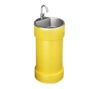 Decorative Round Base Bathroom Sink, Creative Colorful Commercial Pedestal Basin with Stainless Steel, Metal Painted freestanding Vanity Vintage(Yellow)