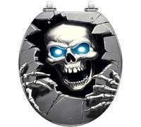 Decorative Round Breaking Wall Glow in The Dark Skeleton Toilet Seat Quiet Close Quick Release Hinges Cover Bumpers Resin Easy to Install