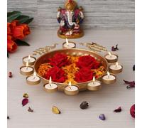 | Decorative Round Peacock Shape Urli Bowl for Home Beautiful Handcrafted Bowl for Floating Flowers and Tea Light Candles Home,Office and Table Decor Special for Diwali Gift| (12 Inches)