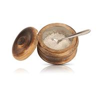 Decorative Rustic Wooden Sugar Bowl & Spoon With Lid Wide Mouth Candy Treat Jar Spice Jar Holder Condiment Nuts Serving Bowl Pot Salt Spice Herb Loose Leaf Tea Storage Container Novelty Home & Kitchen