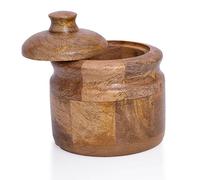 Decorative Rustic Wooden Sugar Bowl With Lid Wide Mouth Candy Treat Jar Spice Jar Holder Condiment Nuts Serving Bowl Pot Salt Spice Herb Loose Leaf Tea Storage Container Novelty Home & Kitchen