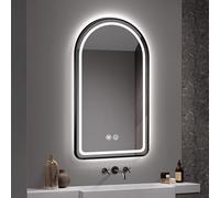 Decorative Schwarz Wall Mirror with 3 Color Lights 24"x40" Anti Fog Smart Mirror with Touch Switch Elegant Arch Design Gold Frame Perfect for Living Room and Bathroom