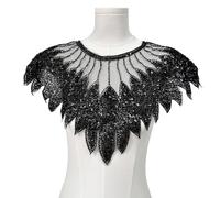 Decorative Sequined Meshes Appliques Heavy Type Embroidered Collar Appliques for Craft Project Supply Artistic Mesh Embroidery Patches