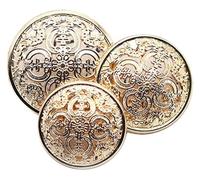 Decorative Sewing Buttons10pcs European Retro Court Style Hollow Carved Round Metal Buttons for DIY Blouse Coat Accessories(Golden,15mm)
