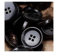 Decorative Sewing Buttons6pcs Spring Summer Suit Buttons Horn Square Hole Dark Brown Shiny Matte Jacket Coat Accessories Overcoat Knitting(Shiny Black,22.3mm (6pcs))