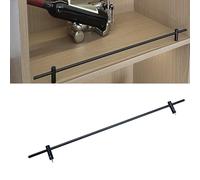 Decorative Shelf Guard Rail, 16in Polished Aluminum Alloy Lip Pole, Kitchen Metal Guardrail Bar with End Caps, Black for Secure Shelving Solutions