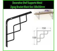 Decorative Shelf Supports Metal Zigzag Bracket Black Size: 150 X 150mm ( Pack Of: 2 )