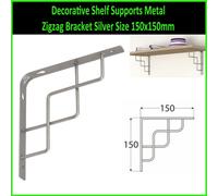 Decorative Shelf Supports Metal Zigzag Bracket Silver Size: 150 X 150mm ( Pack Of: 1 )